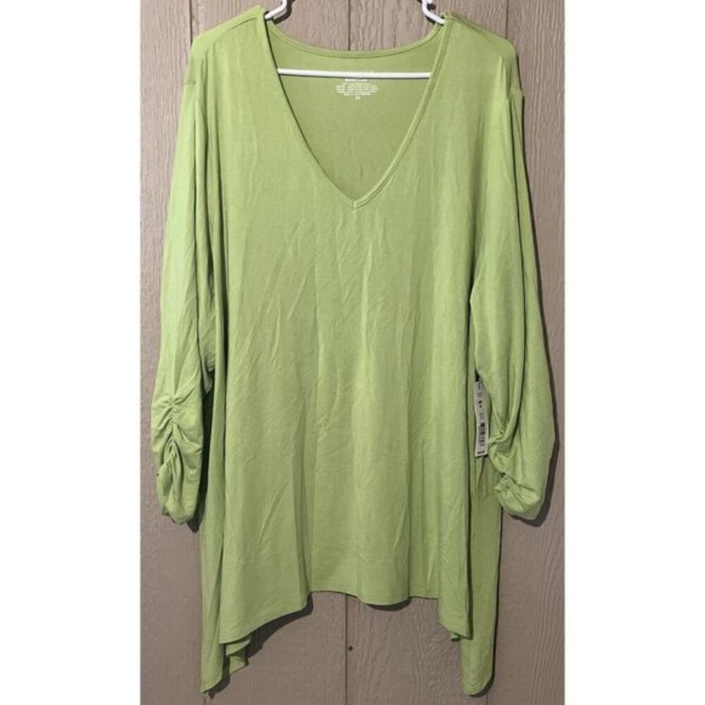 Investments‎ Essentials Ladies Plus Size 3X Green Blouse New With Tags